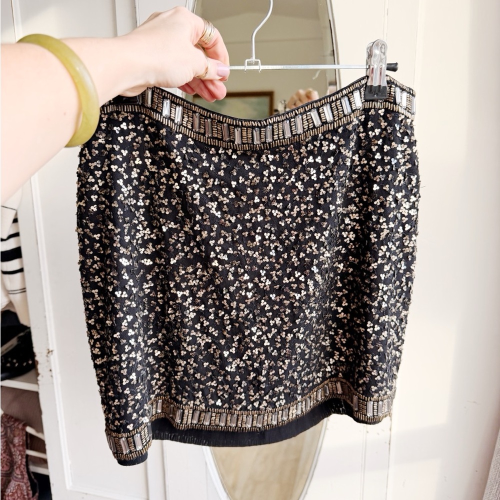 Animale Black and Gold Mini Skirt